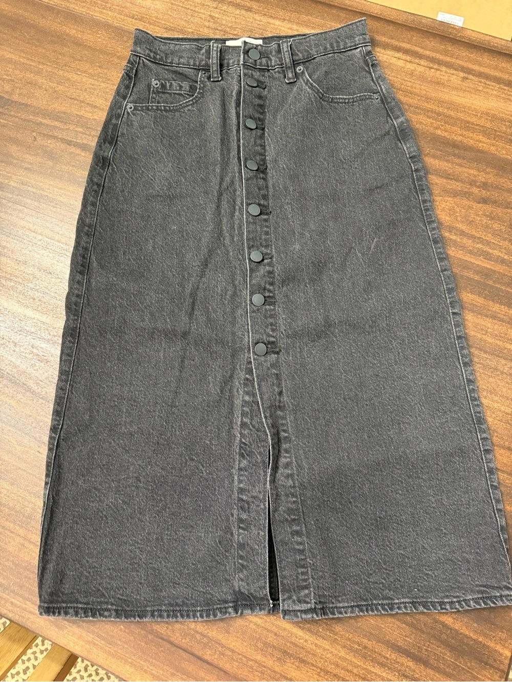 Universal Thread Black Button-Front Denim Pencil Skirt